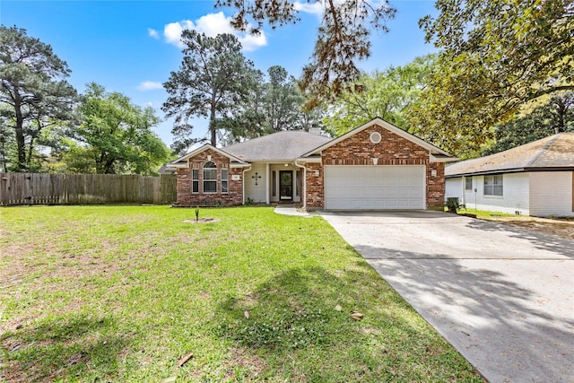 110 Rustling Wind Dr, Montgomery, TX 77356 - single story home with an attached garage, concrete driveway, and brick siding