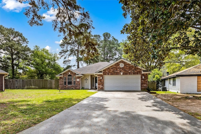 110 Rustling Wind Dr, Montgomery, TX 77356 - ranch-style house with a garage, concrete driveway, and stone siding