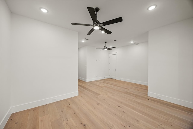 431 W 30th St, Houston, TX 77018 - unfurnished room with ceiling fan, light wood-style floors, and recessed lighting
