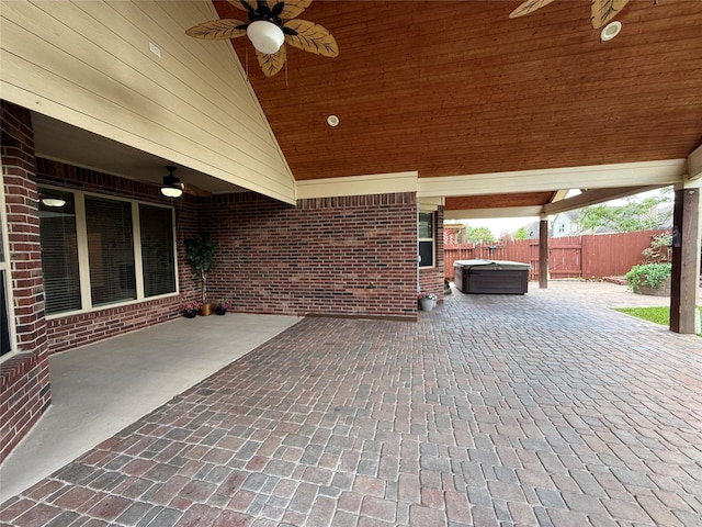 4327 Estes Ridge Ln, Katy, TX 77493 - view of patio featuring a hot tub and a ceiling fan