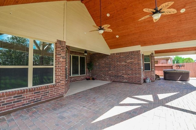 4327 Estes Ridge Ln, Katy, TX 77493 - view of patio / terrace with ceiling fan and a hot tub