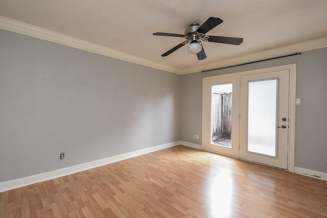 9005 Gaylord St Unit 19, Houston, TX 77024 - spare room with ornamental molding, light wood-style flooring, and a ceiling fan