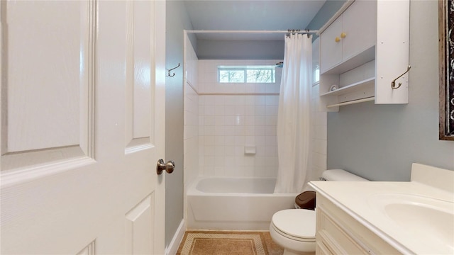 1309 Bayswater Dr, Houston, TX 77047 - bathroom featuring shower / tub combo with curtain and vanity
