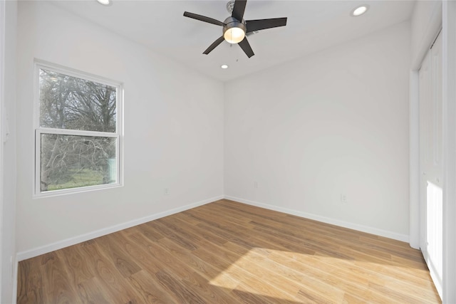 8923 De Priest St, Houston, TX 77088 - unfurnished room featuring recessed lighting, light wood-style flooring, and a ceiling fan