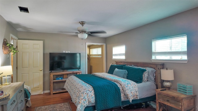 141 Cypress Dr, Richwood, TX 77531 - bedroom with wood finished floors and ceiling fan