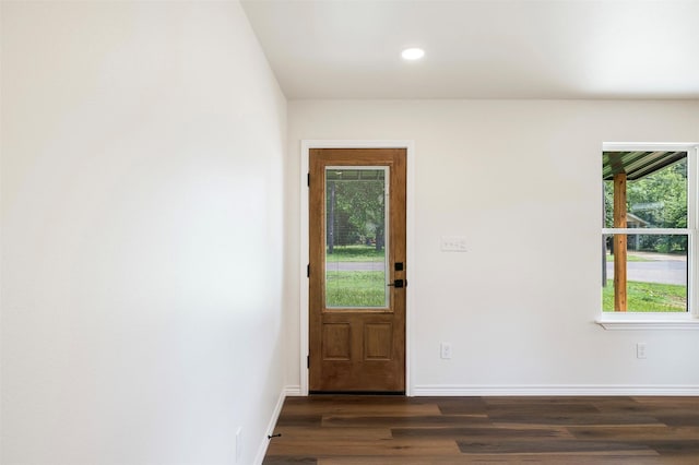 228 Cherry, Lexington, TX 78947 - foyer entrance with dark wood-type flooring and recessed lighting
