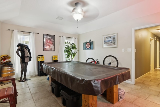 355 Cumberland Trl, Conroe, TX 77302 - rec room with ceiling fan, healthy amount of natural light, and light tile patterned flooring