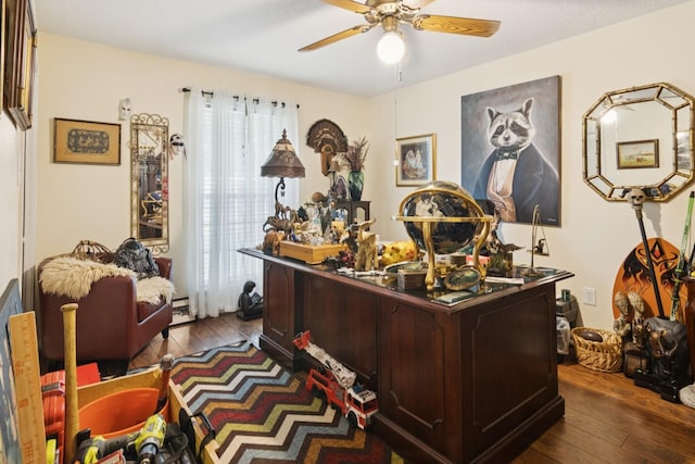 355 Cumberland Trl, Conroe, TX 77302 - office space featuring dark wood-style flooring, a ceiling fan, and plenty of natural light