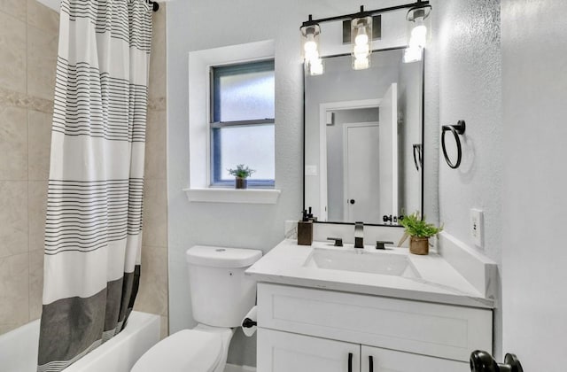 16307 N Mist Dr, Houston, TX 77073 - bathroom with vanity and shower / tub combo with curtain