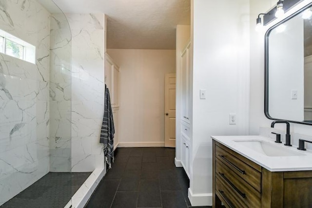 22035 Buescher Rd, Tomball, TX 77377 - full bathroom with vanity and a marble finish shower