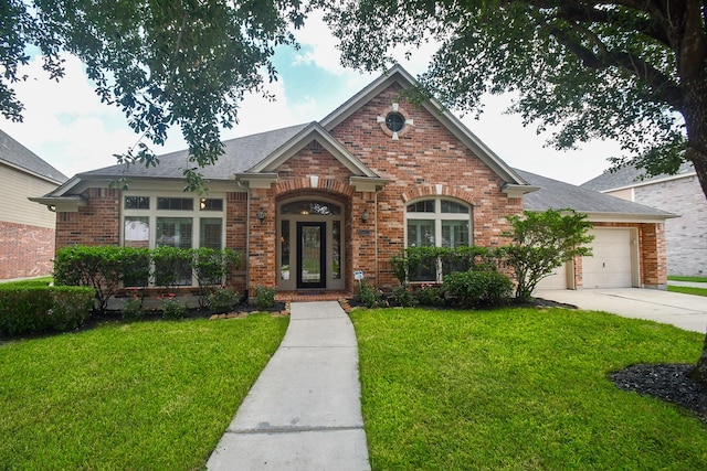 26622 Boulder Cove Ct, Katy, TX 77494 - traditional home with brick siding, a front yard, driveway, and an attached garage