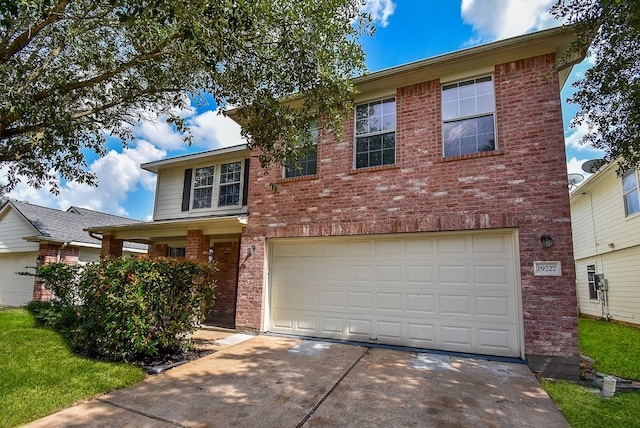 19727 Hon Ct, Katy, TX 77449 - traditional-style home with brick siding, concrete driveway, and an attached garage