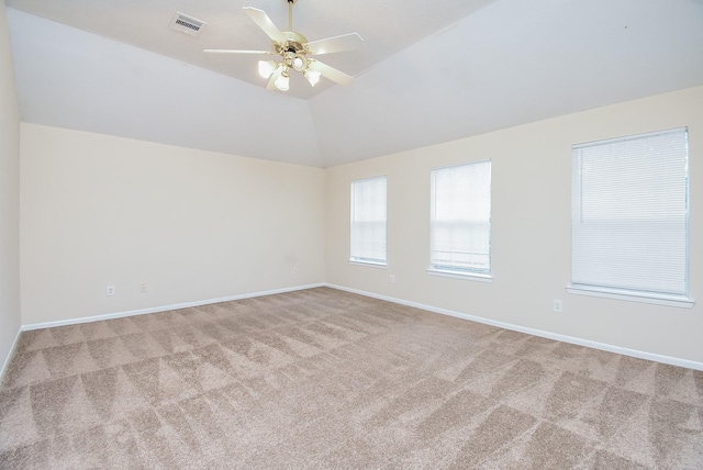 19727 Hon Ct, Katy, TX 77449 - empty room with carpet, vaulted ceiling, and a ceiling fan