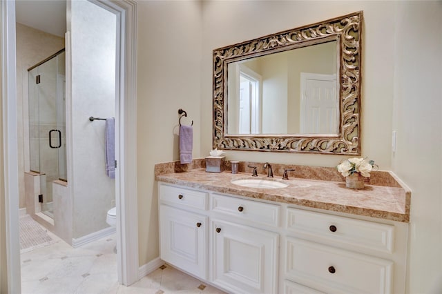 3207 Riviera Dr, Sugar Land, TX 77479 - bathroom featuring vanity and a shower stall