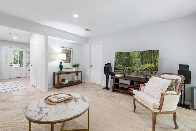 291 E Rainbow Ridge Cir, The Woodlands, TX 77381 - living area featuring recessed lighting and light tile patterned floors