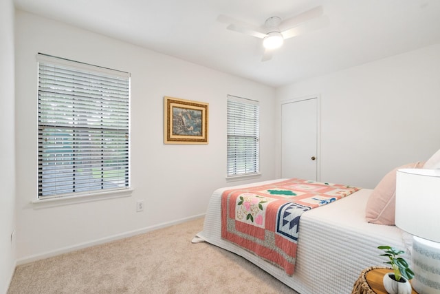 291 E Rainbow Ridge Cir, The Woodlands, TX 77381 - bedroom with carpet and ceiling fan