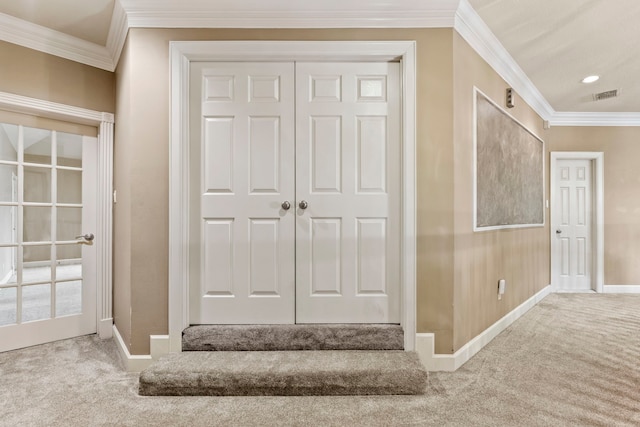3602 Vashon Ln, Spring, TX 77388 - corridor with carpet floors and ornamental molding