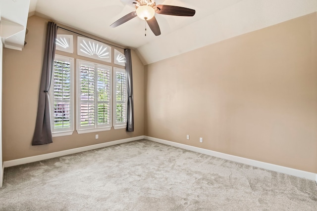 3602 Vashon Ln, Spring, TX 77388 - unfurnished room featuring lofted ceiling, carpet flooring, and ceiling fan