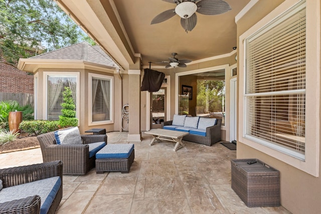 3602 Vashon Ln, Spring, TX 77388 - view of patio / terrace featuring outdoor lounge area and ceiling fan
