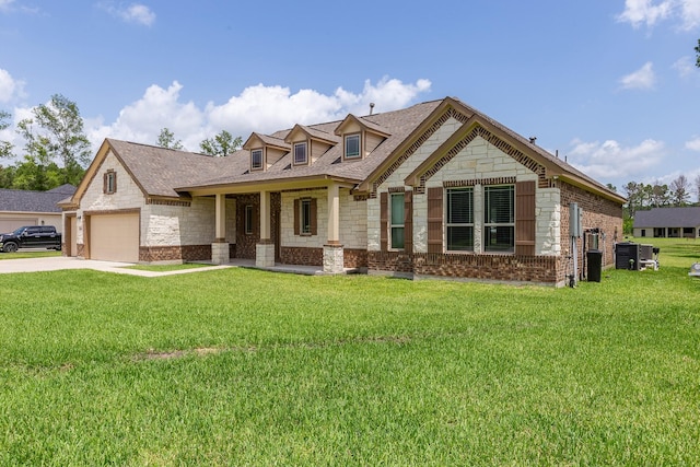 2018 Rd 660, Dayton, TX 77535 - view of front facade with stone siding, a front lawn, and driveway