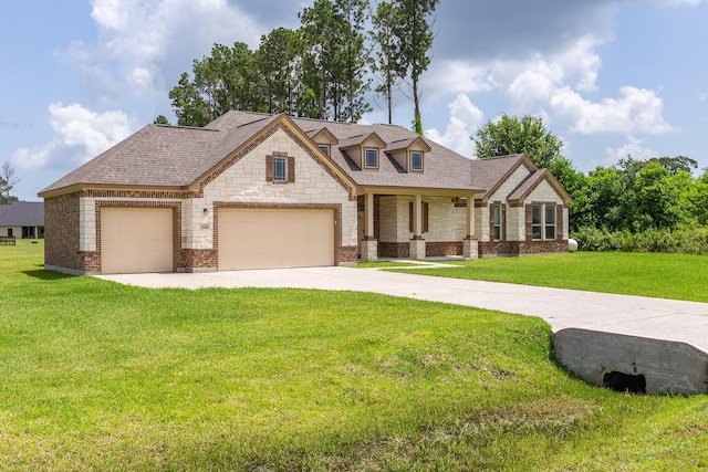 2018 Rd 660, Dayton, TX 77535 - craftsman inspired home with a front yard, concrete driveway, an attached garage, stone siding, and roof with shingles