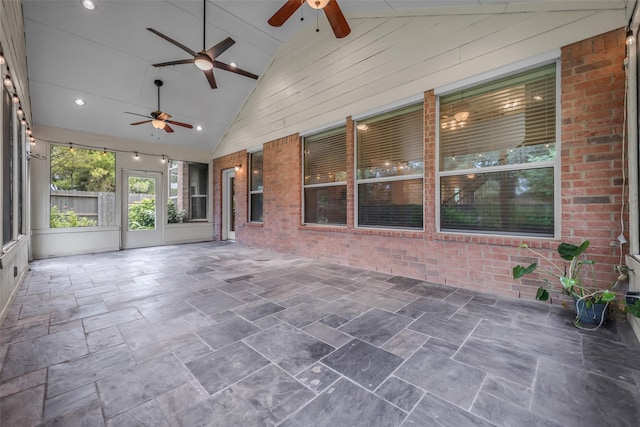 5531 Cherish Trl, Katy, TX 77494 - unfurnished sunroom featuring ceiling fan and vaulted ceiling