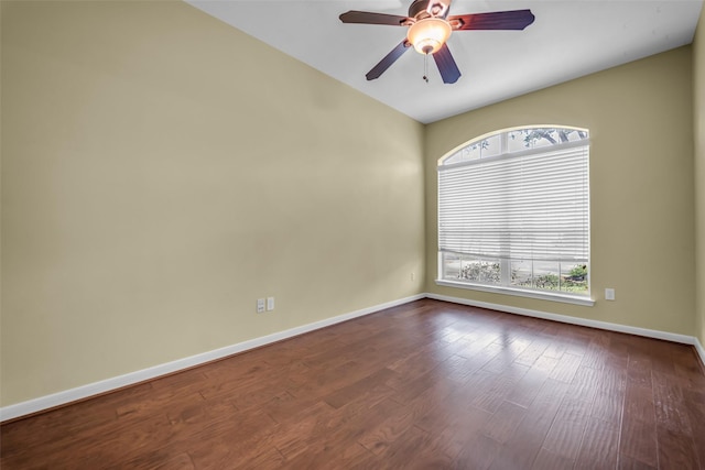 5531 Cherish Trl, Katy, TX 77494 - empty room with healthy amount of natural light, dark wood finished floors, a ceiling fan, and vaulted ceiling