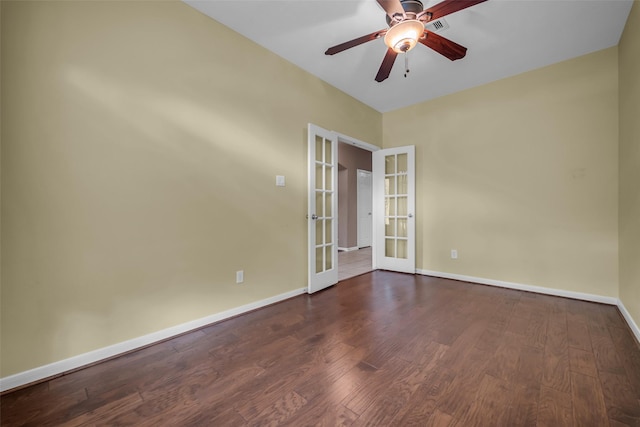 5531 Cherish Trl, Katy, TX 77494 - unfurnished room featuring french doors, wood finished floors, and a ceiling fan