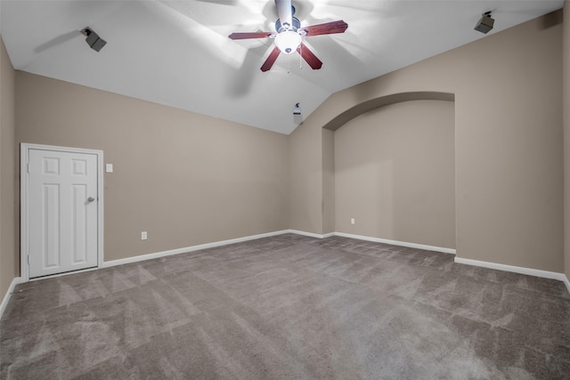 5531 Cherish Trl, Katy, TX 77494 - carpeted empty room featuring ceiling fan and lofted ceiling