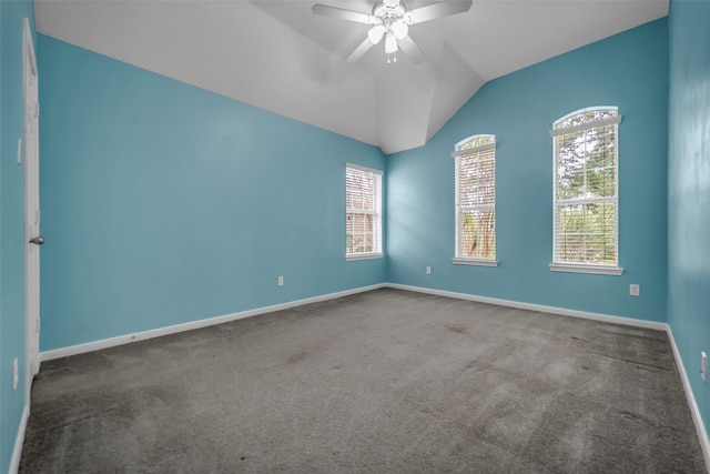 5531 Cherish Trl, Katy, TX 77494 - unfurnished room featuring carpet, a ceiling fan, and lofted ceiling