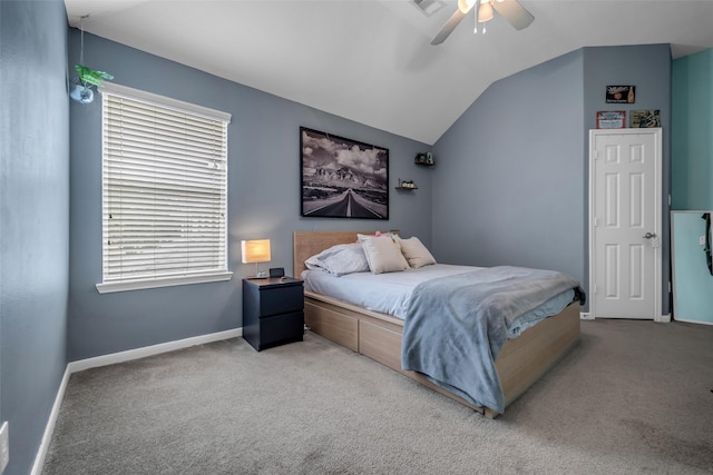 5531 Cherish Trl, Katy, TX 77494 - bedroom with vaulted ceiling, carpet floors, and a ceiling fan
