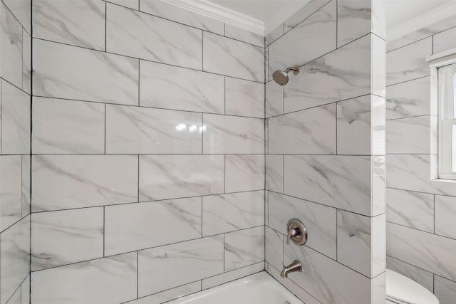 7826 Braesview Ln, Houston, TX 77071 - full bathroom with crown molding and bathing tub / shower combination
