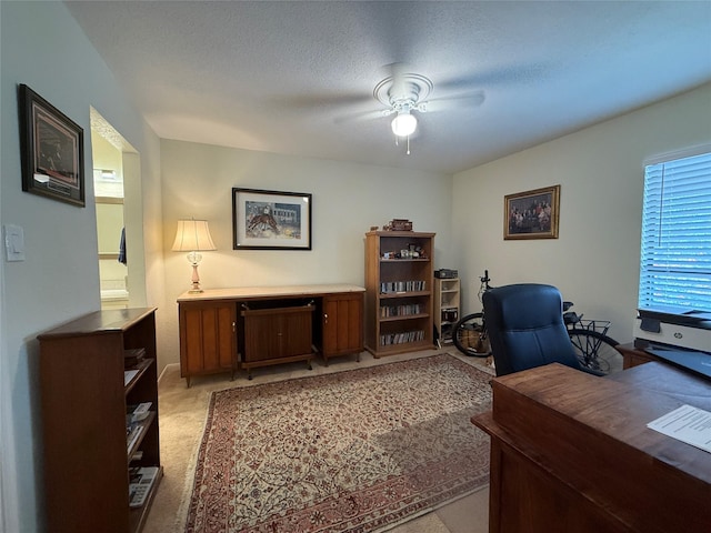5711 Sugar Hill Dr Unit 46, Houston, TX 77057 - office area with a ceiling fan and light carpet