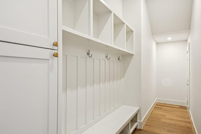 1023 Grovewood Ln, Houston, TX 77008 - mudroom featuring light wood-style floors and recessed lighting