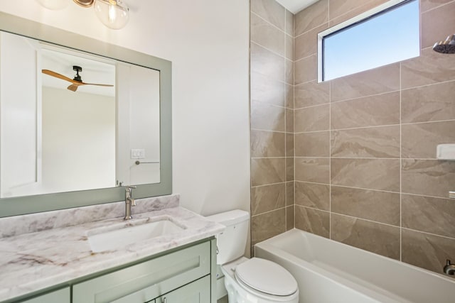 1023 Grovewood Ln, Houston, TX 77008 - bathroom with vanity, shower / washtub combination, and a ceiling fan
