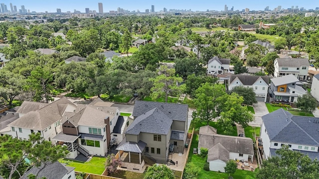 1023 Grovewood Ln, Houston, TX 77008 - aerial perspective of suburban area featuring skyline