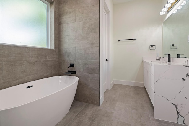 5117 Schuler St Unit B, Houston, TX 77007 - bathroom with a freestanding bath and vanity
