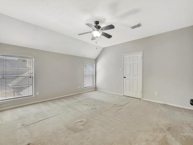 1227 Redwood Bough Ln, Houston, TX 77062 - spare room featuring light carpet, ceiling fan, and lofted ceiling