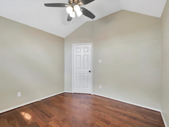 1227 Redwood Bough Ln, Houston, TX 77062 - empty room featuring lofted ceiling, a ceiling fan, and dark wood-type flooring