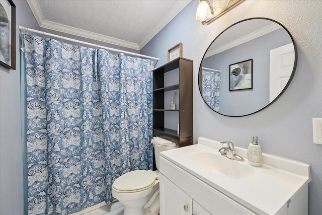 11156 Country Ln, Beaumont, TX 77705 - bathroom with vanity, crown molding, and a shower with curtain