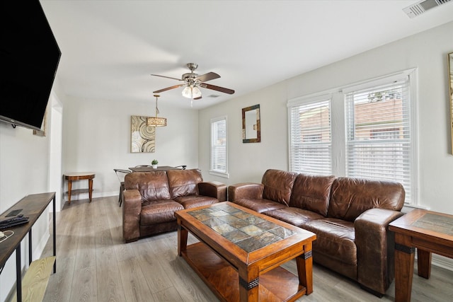 1115 Alber St, Houston, TX 77009 - living room with plenty of natural light, light wood-style floors, and a ceiling fan