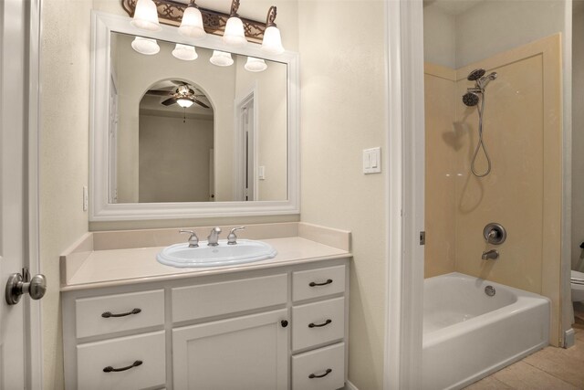 6616 Queensclub Dr, Houston, TX 77069 - bathroom featuring vanity, shower / washtub combination, and a ceiling fan
