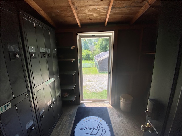312 Spring, Washington, GA 30673 - doorway featuring wood ceiling and dark wood-style floors