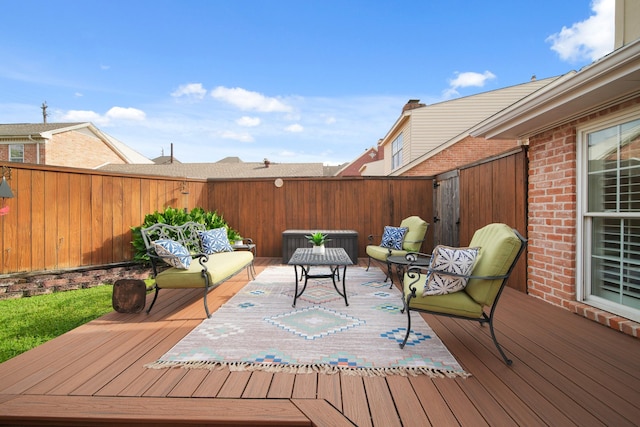 2200 Potomac Dr, Houston, TX 77057 - wooden terrace with a fenced backyard and outdoor lounge area
