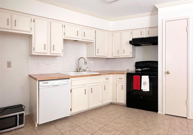 4040 San Felipe St Unit 135, Houston, TX 77027 - kitchen featuring dishwasher, black electric range oven, under cabinet range hood, stainless steel microwave, and light countertops