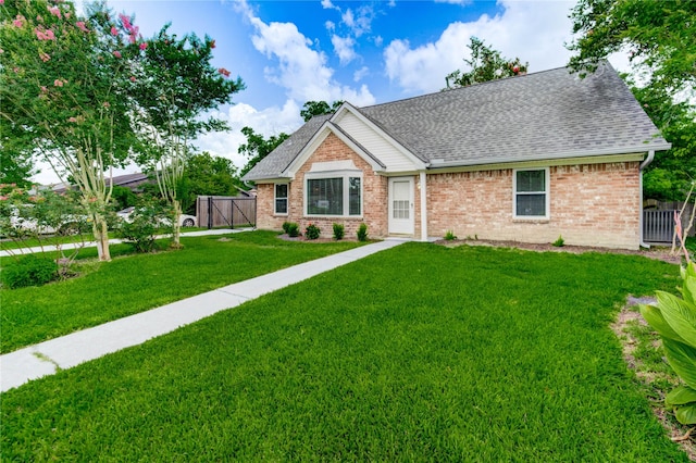 11823 Blair Meadow Dr, Meadows Place, TX 77477 - view of front facade with roof with shingles, brick siding, and a gate
