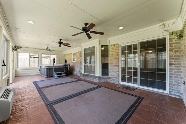 3527 Acorn Way Ln, Spring, TX 77389 - view of patio / terrace featuring an indoor hot tub and ceiling fan
