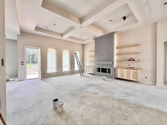 1162 Rd 6604, Dayton, TX 77535 - unfurnished living room with coffered ceiling and beam ceiling