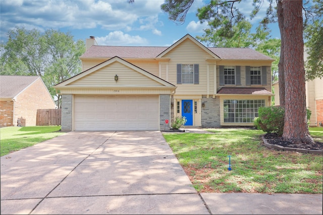 15918 Pinyon Creek Dr, Houston, TX 77095 - view of front facade with concrete driveway and a garage