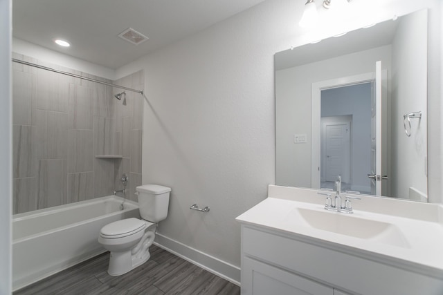 10663 Whitejacket, Conroe, TX 77385 - bathroom featuring vanity, wood finished floors, shower / tub combination, and recessed lighting